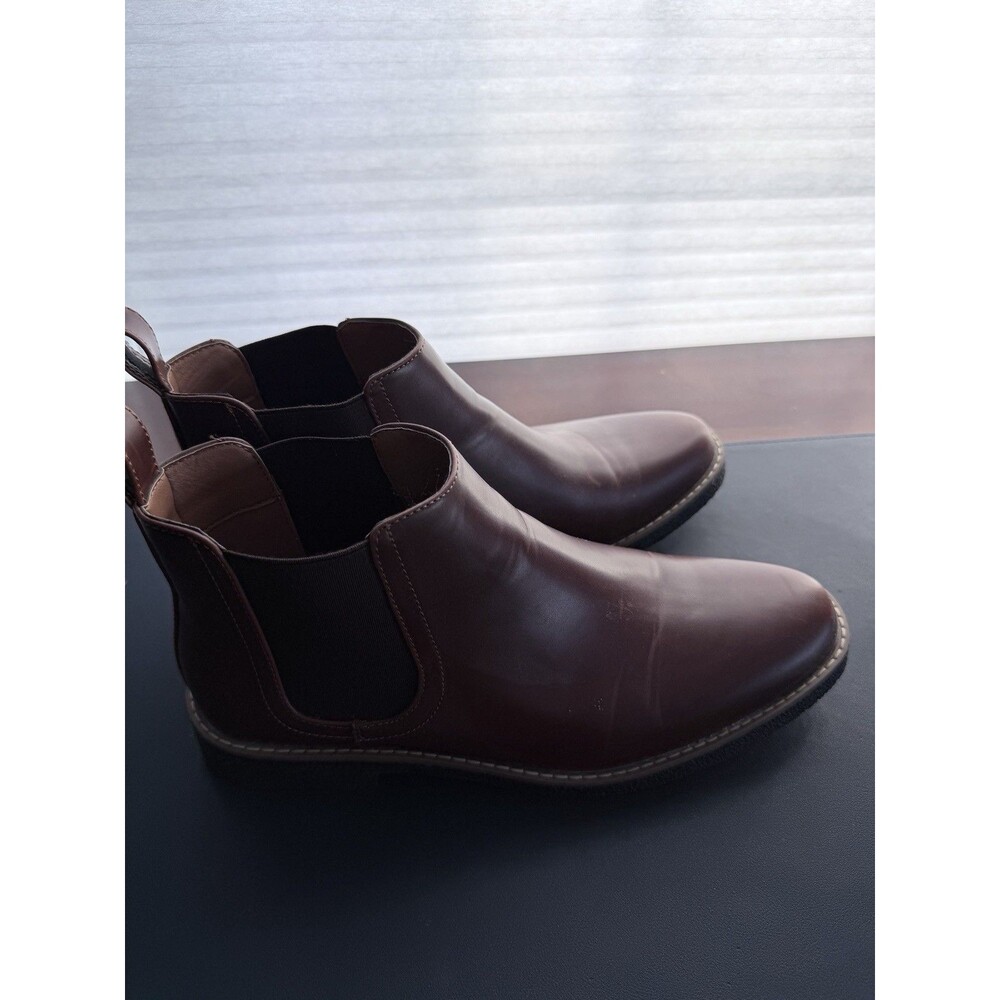 Deer Stags Brown Leather Chelsea Boots Men US 10.5 Pull On Memory Foam